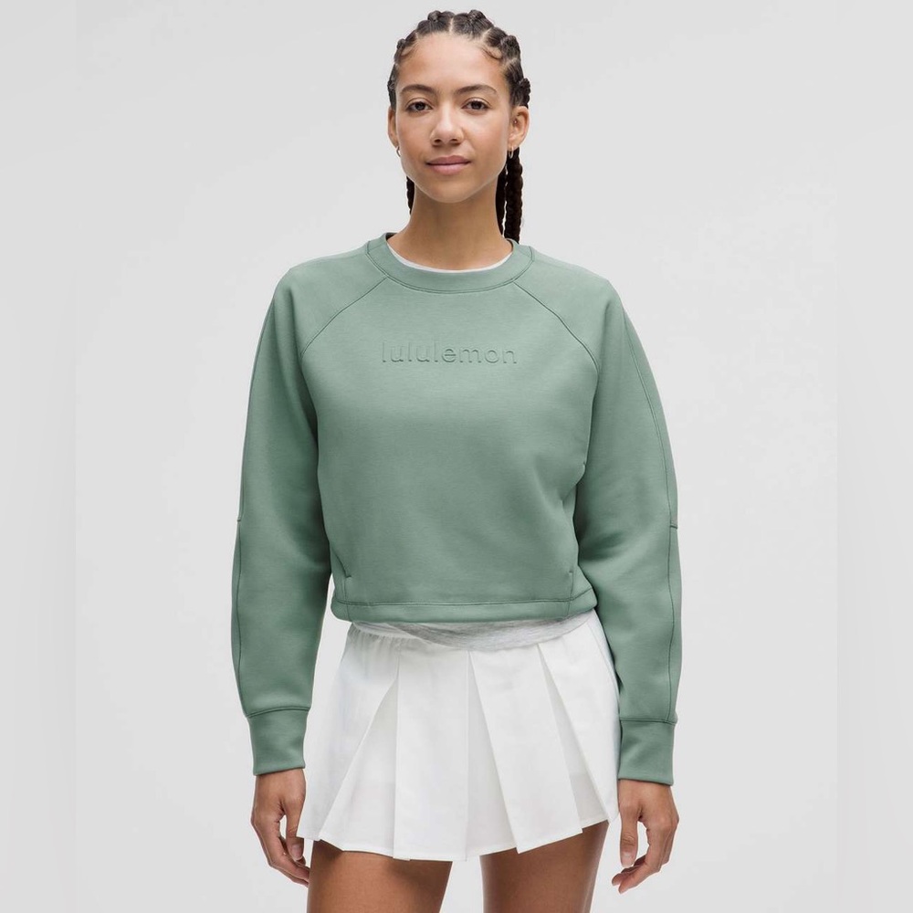 Lululemon Smooth Spacer Cropped Pullover *Graphic Sage Green Sweatshirt